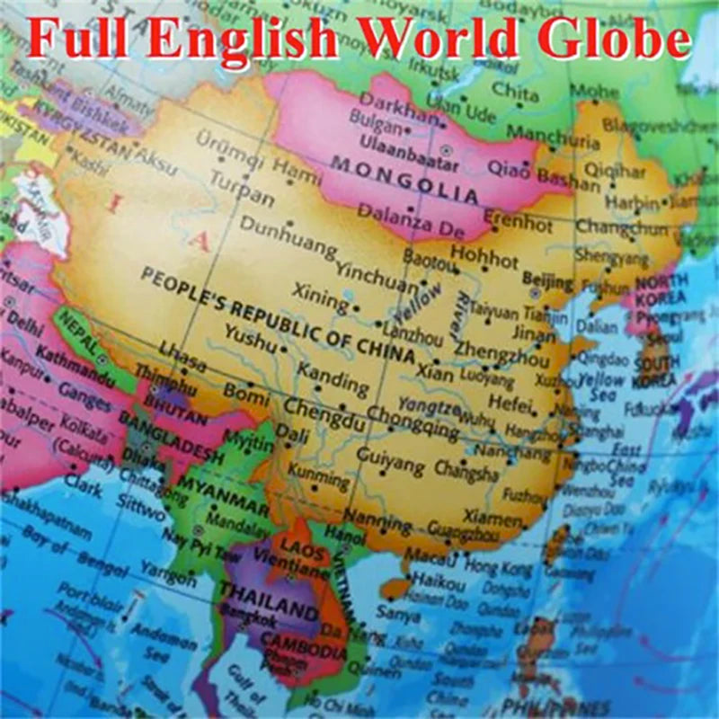 globe rotatif lumineux en anglais pour bureau et enseignement - vue 5 sur 7