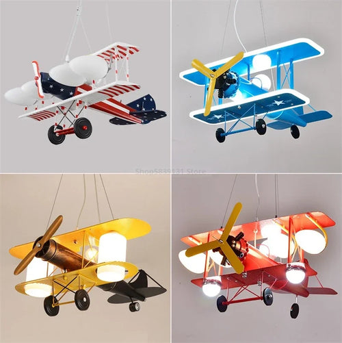 Modern nordic airplane LED pendant light for children - vue 2 sur 10