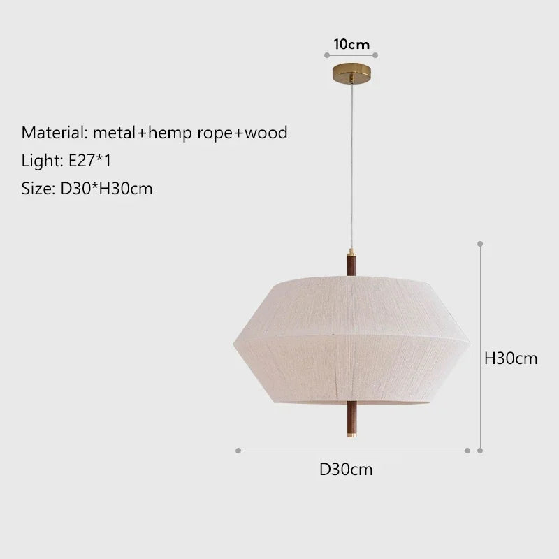 Nordic retro hemp rope and rattan LED pendant light