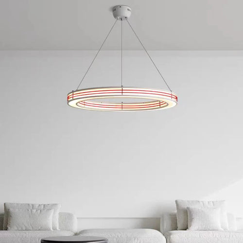Art deco style chandelier with ring, adjustable cable pendant light - vue 2 sur 16