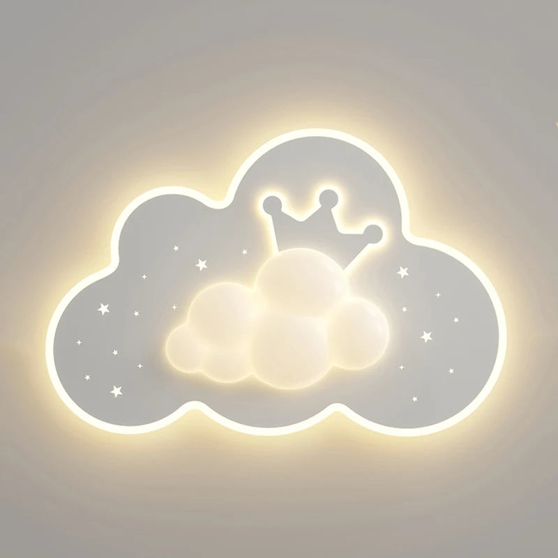 creative crown and cloud chandelier for children - vue 5 sur 8