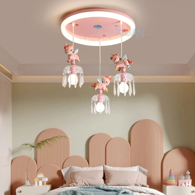 Pegasus unicorn cartoon pendant light for children