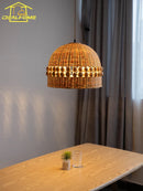 Modern woven bamboo pendant light wabi-sabi zen decorative