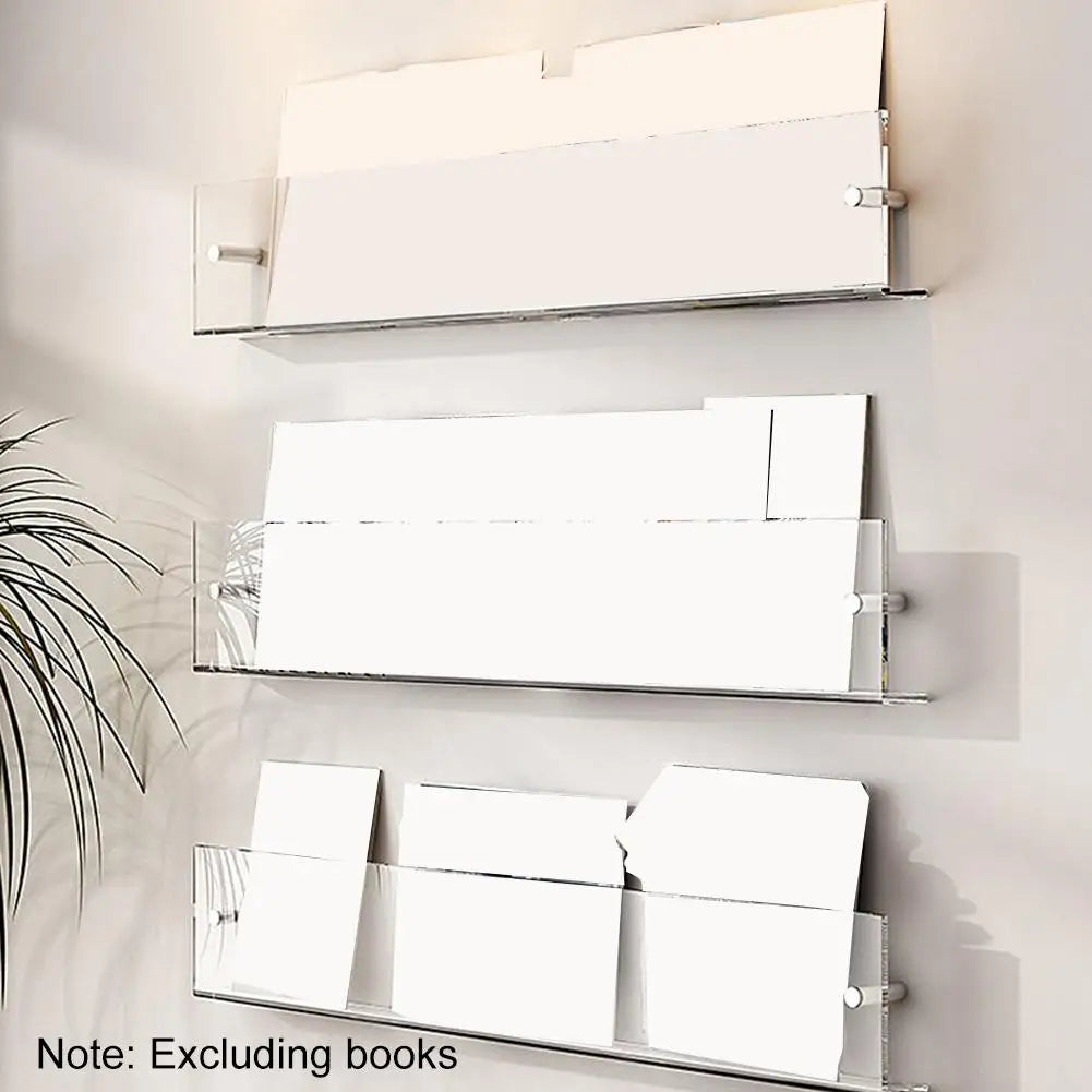 acrylic wall shelf for books and magazines