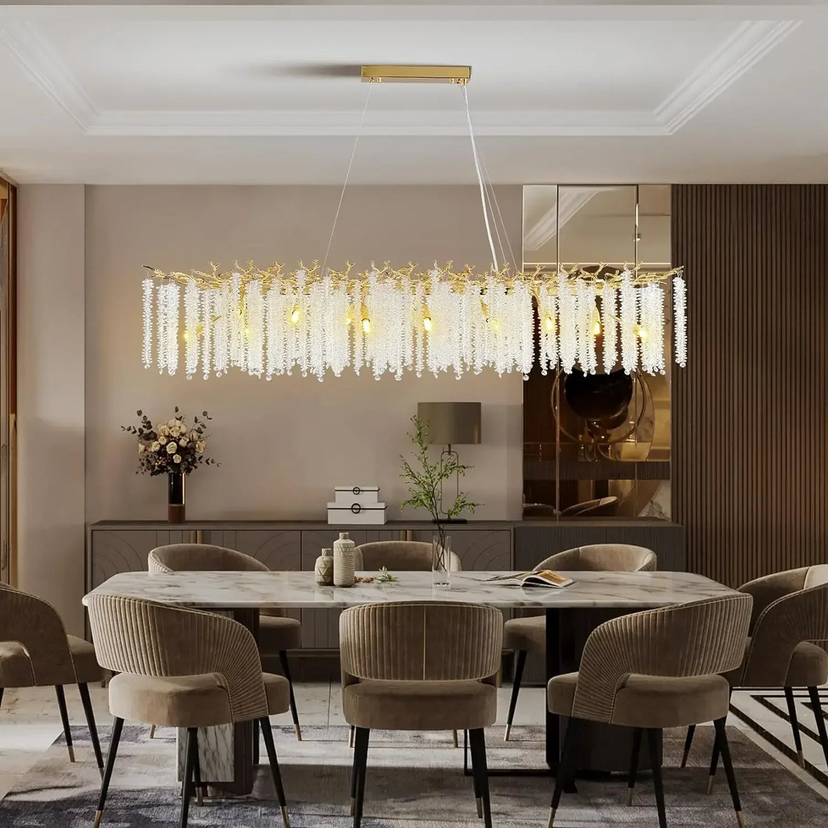 Crystal pendant chandelier with LED lighting - vue 2 sur 16