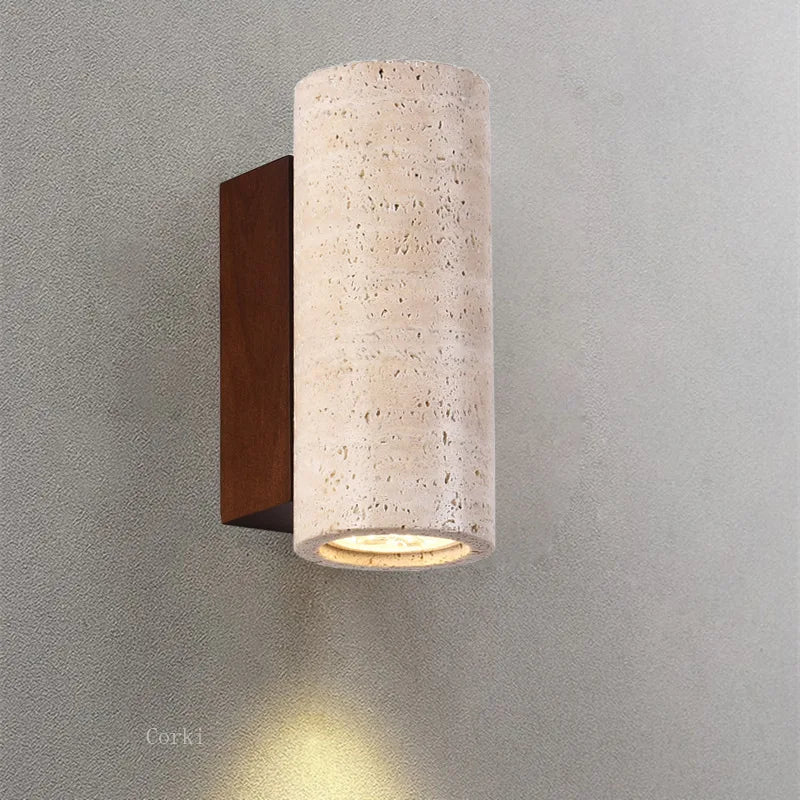 Wabi sabi travertine LED decorative indoor wall light - vue 3 sur 10