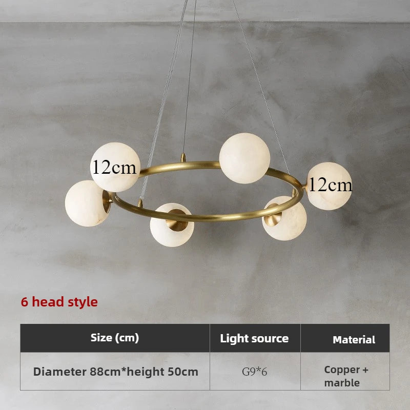 Marble and copper pendant light for creative luxury lighting