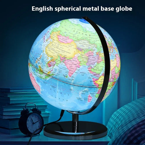 educational rotating globe with light in English for geography - vue 3 sur 18