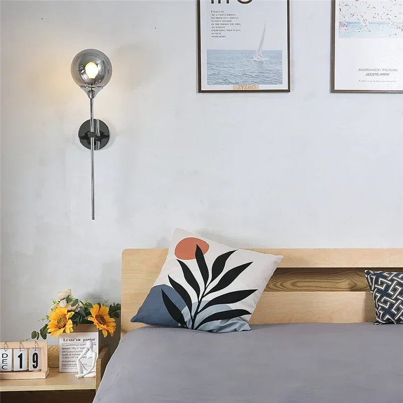 Modern glass and gold chrome wall light for interior decoration