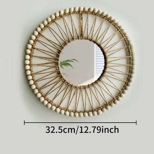Hand-woven Nordic decorative mirror for a creative interior - vue 6 sur 6
