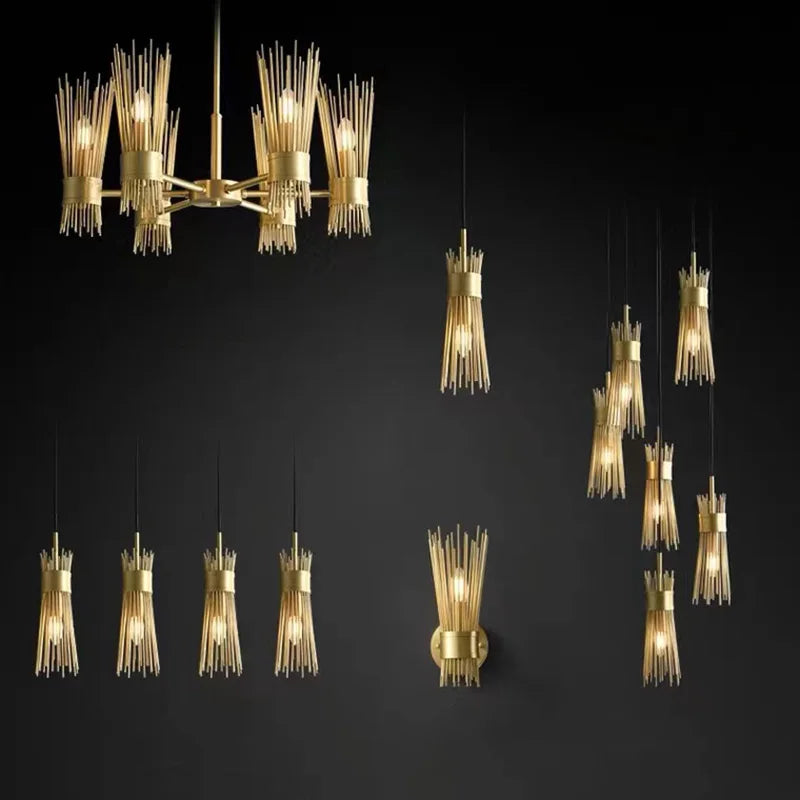 Creative solid copper LED chandelier for home decor - vue 5 sur 16