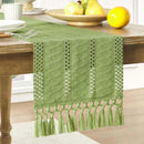 Ivory boho macramé table runner farmhouse style