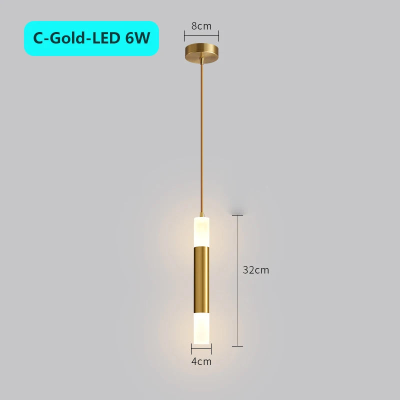 Modern long tube LED pendant light for luxury interior décor
