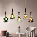 Nordic copper pendant light with stained glass for elegant interiors