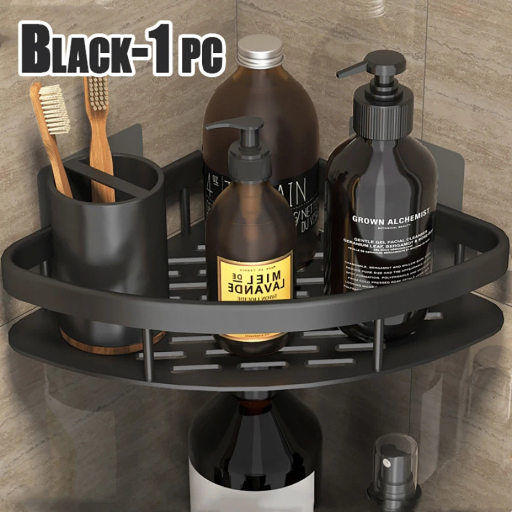 wall-mounted corner shelf without drilling for shower and towels
