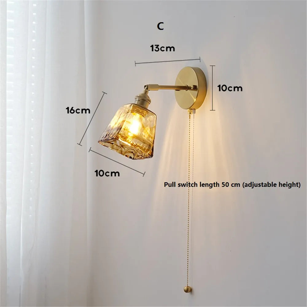 Retro rotary copper glass wall light with switch - vue 7 sur 8