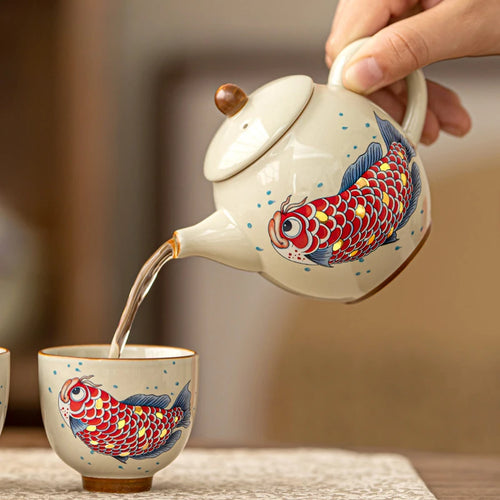 Chinese arowana retro ceramic kung fu teapot 150ml - vue 4 sur 6