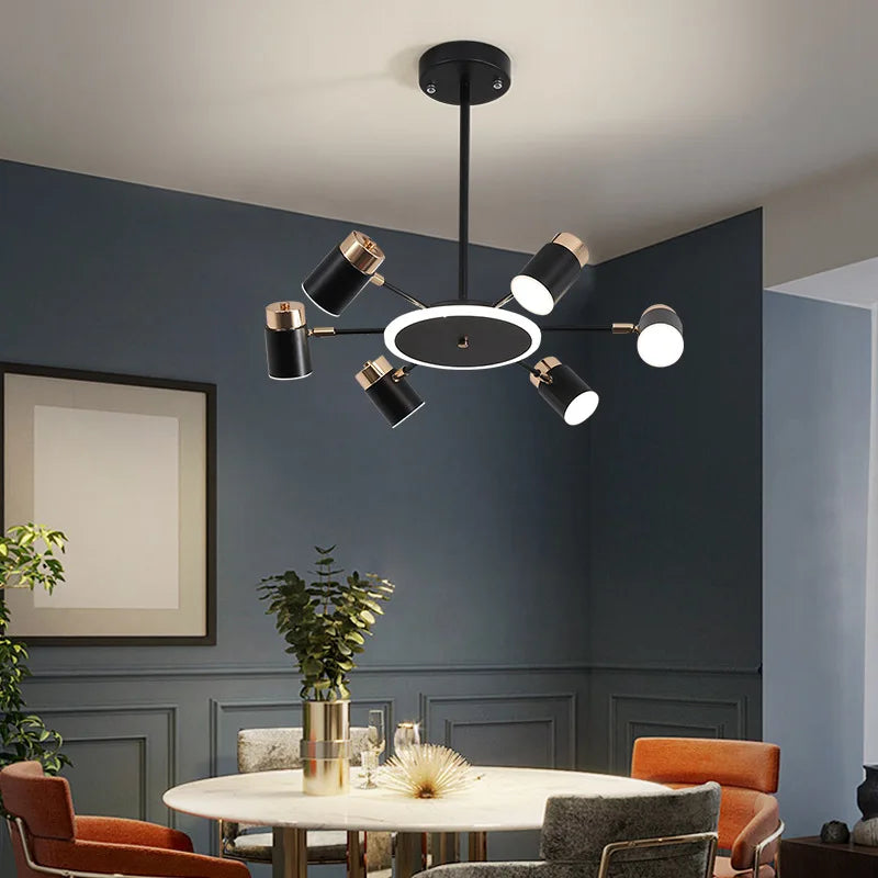 Rotating metal LED chandelier with 3 dimming levels - vue 4 sur 11