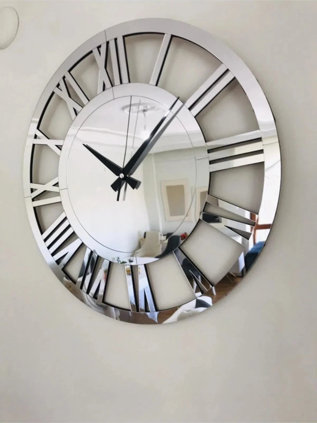 modern design 3d mirror wall clock silent for home decor - vue 6 sur 7