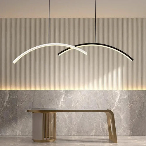 Modern LED chandelier with remote control and simple line - vue 3 sur 8