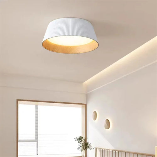 Round wood ceiling light wabi sabi minimalist design for interiors - vue 4 sur 10