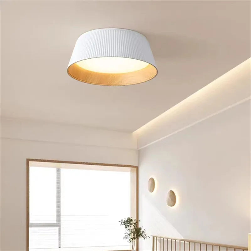 Round wood ceiling light wabi sabi minimalist design for interiors - vue 4 sur 10