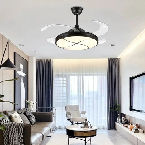 Modern silent ceiling light with integrated fan - vue 4 sur 12