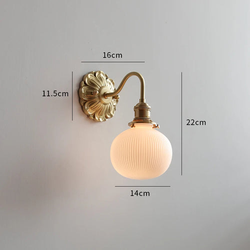 Modern smoked grey glass LED wall light copper indoor - vue 11 sur 23