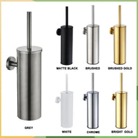 Wall-mounted stainless steel toilet brush holder for cleaning and storage