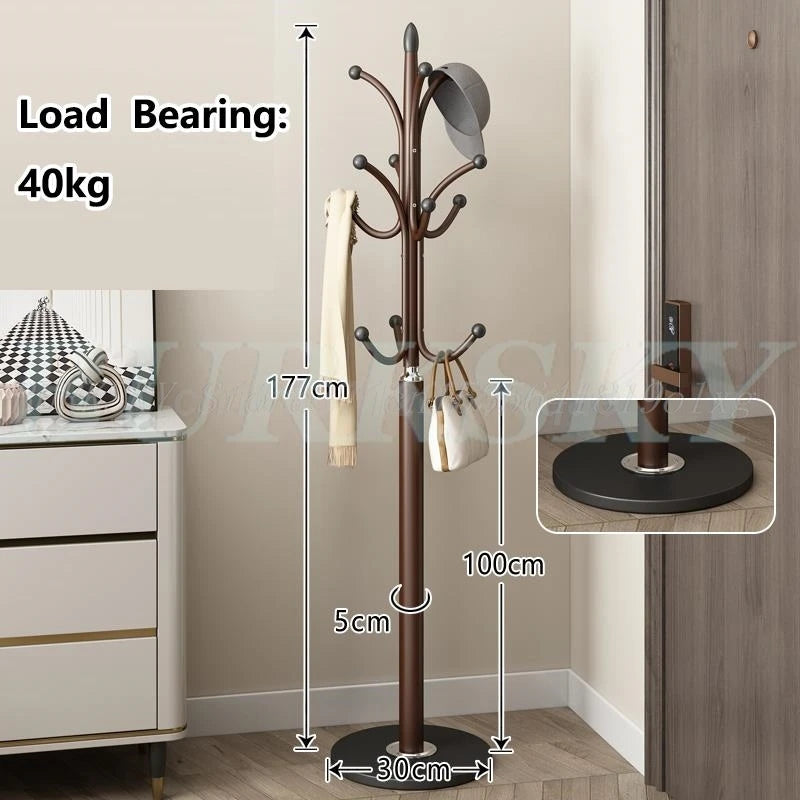 freestanding metal coat rack with 16 hooks and shelves - vue 18 sur 18