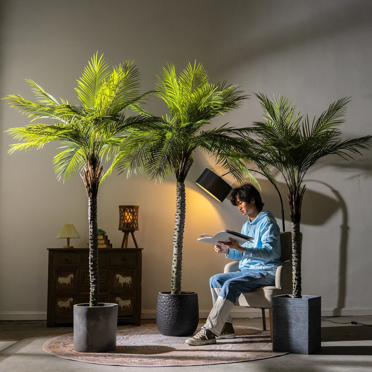 cocotier artificiel grande plante verte pour décoration intérieure - vue 2 sur 10