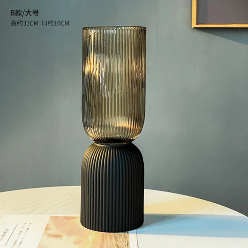 striped glass vase for elegant floral arrangement