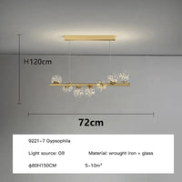 Nordic gold long glass ball chandelier for bar