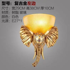 Decorative glass and resin elephant wall light