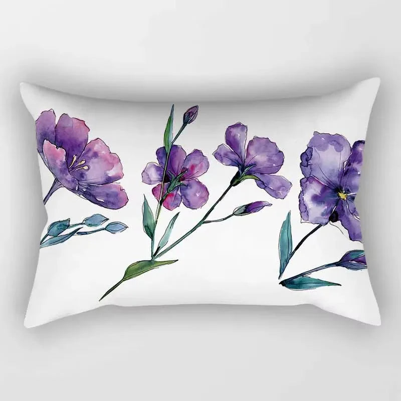 Rectangular cushion cover with tropical floral pattern 30x50 cm