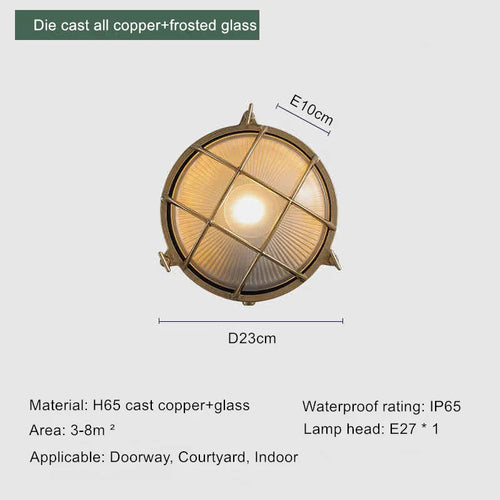 Retro brass wall light industrial style waterproof for outdoor use - vue 14 sur 16