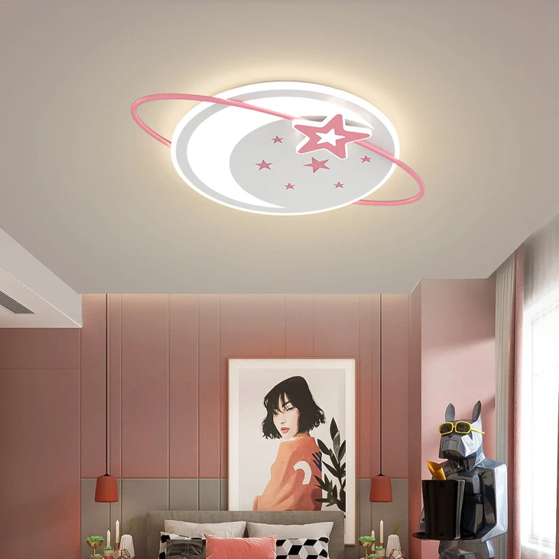 Minimalist smart planet LED ceiling light for children, eye protection