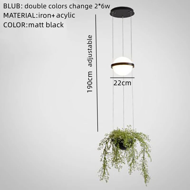 Modern nordic chandelier with hanging led flower pot - vue 8 sur 18