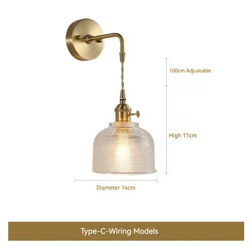 Scandinavian glass and brass LED wall light with battery switch - vue 22 sur 23