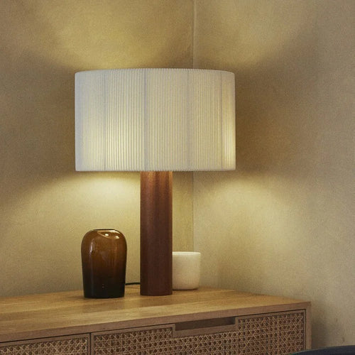 Vintage minimalist solid wood wabi-sabi table lamp - vue 6 sur 6
