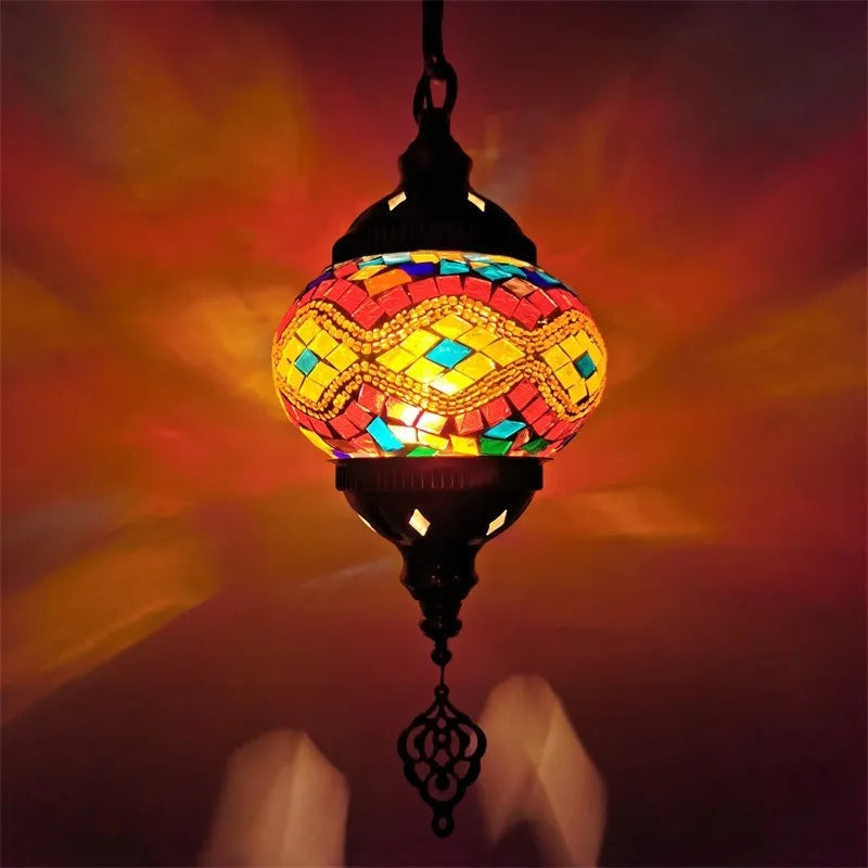 Mediterranean style stained glass pendant light romantic bohemian lighting - vue 11 sur 16