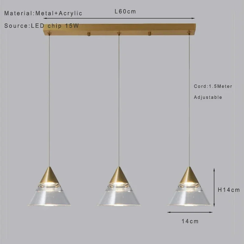 Industrial Pendant Light Fixtures Gold Finish Kitchen Ceiling Lights Crystal Shade Led Chandelier Luster Christmas Decor Lamp
