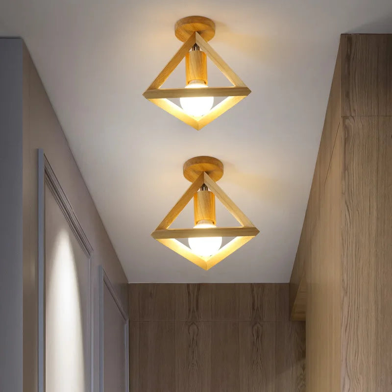 Nordic wood ceiling light for hallway, entrance, balcony, corridor or cloakroom – LED, 3 colour temperatures - vue 4 sur 14