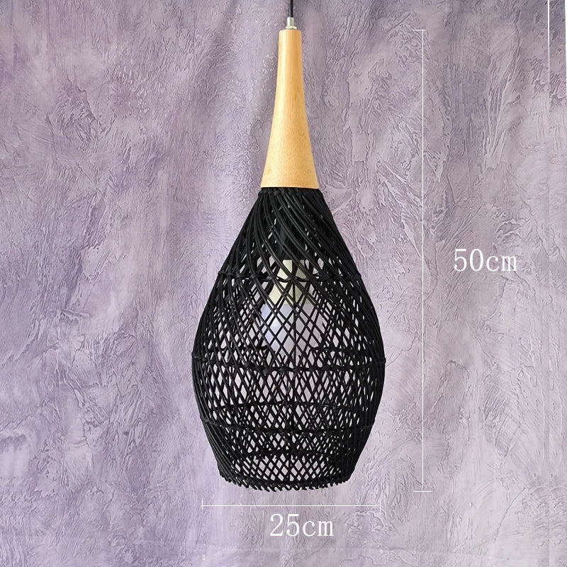 Southeast Asian vintage rattan pendant light high quality for dining room, restaurant, kitchen, or loft - vue 11 sur 27