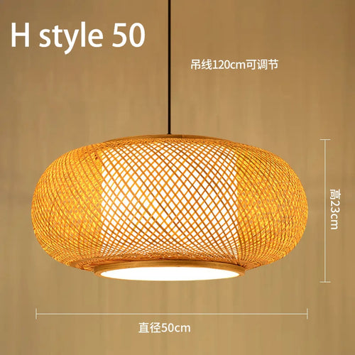 Handmade Chinese style bamboo chandelier with vintage pastoral weaving - vue 24 sur 30