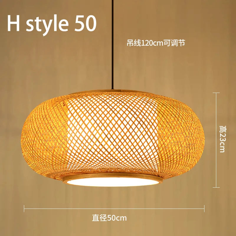 Handmade Chinese style bamboo chandelier with vintage pastoral weaving - vue 23 sur 30
