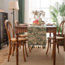 Green jacquard floral country table runner with tassels