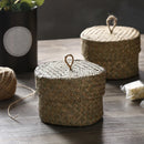 handmade woven rattan storage basket with lid