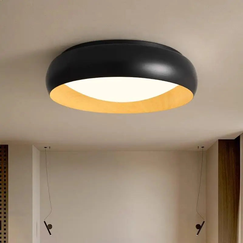 Minimalist Japanese retro circular anti-glare lamp with soft lighting - vue 3 sur 12