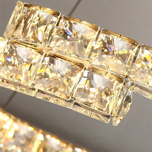 Nordic crystal stainless steel mirror LED chandelier for indoor use - vue 5 sur 12